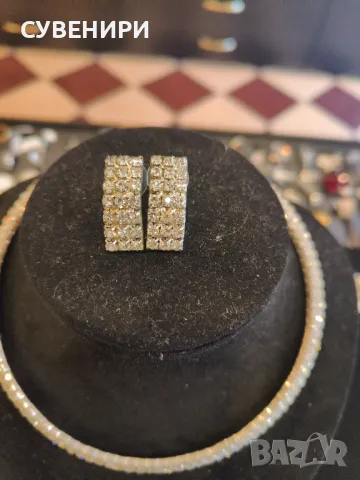 Комплект колие и обеци с камъни, снимка 3 - Бижутерийни комплекти - 48339357