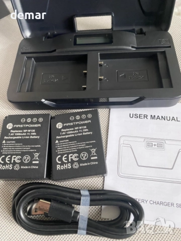 FirstPower 2хNP-W126 по 1500mAh и 20W бързо зарядно за Fujifilm X, снимка 9 - Батерии, зарядни - 52534729