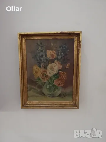 Много стара, майсторска картина. Цветя. Белгия, снимка 2 - Антикварни и старинни предмети - 47947858