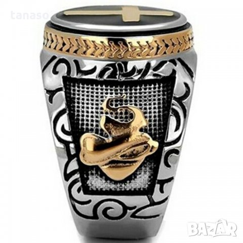 Красив мъжки пръстен Готика, кръст, снимка 2 - Пръстени - 28720074