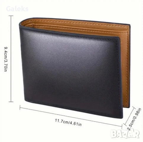 Мъжки елегантен и изискан портфейл с две лица • Черна естест. кожа!