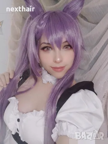 Аниме косплей лилава перука с две опашки Genshin Impact Keqing Cosplay, снимка 6 - Аксесоари за коса - 50340487