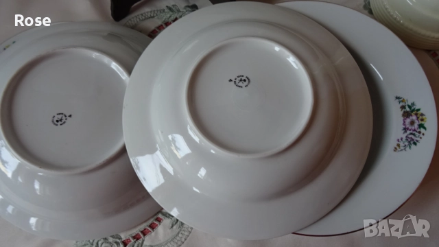 Порцелан на „Китка“ с декор полски цветя със златен кант., снимка 8 - Чинии - 51646521