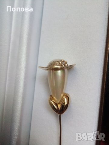 Уникална сребърна масивна  брошка с перла, снимка 7 - Колиета, медальони, синджири - 28557447