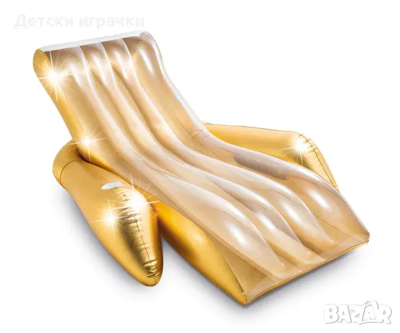 Надуваем блестящ златен шезлонг INTEX, 175 х 119 х 61см, снимка 2 - Басейни и аксесоари - 50395305