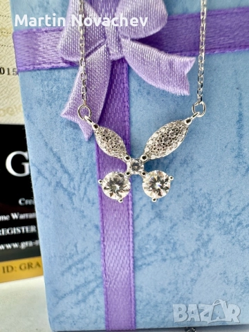 Сребърно колие с мойсанит (Диамант) 1 карат