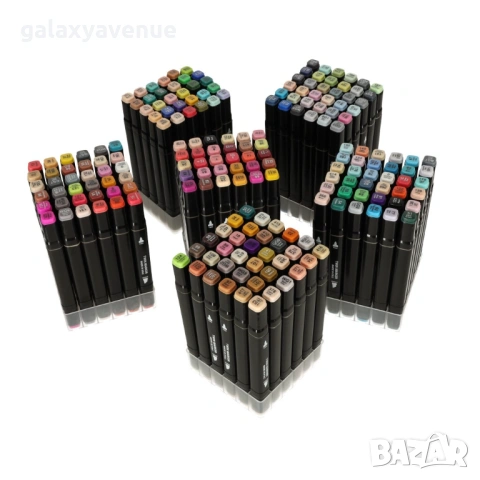 Двустранни алкохолни маркери в куфар 204 бр. + стойка, снимка 5 - Други - 53534507