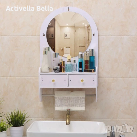 Огледало за грим с място за съхранение - елегантно и спестяващо място решение за баня и спалня, снимка 4 - Огледала - 52918625