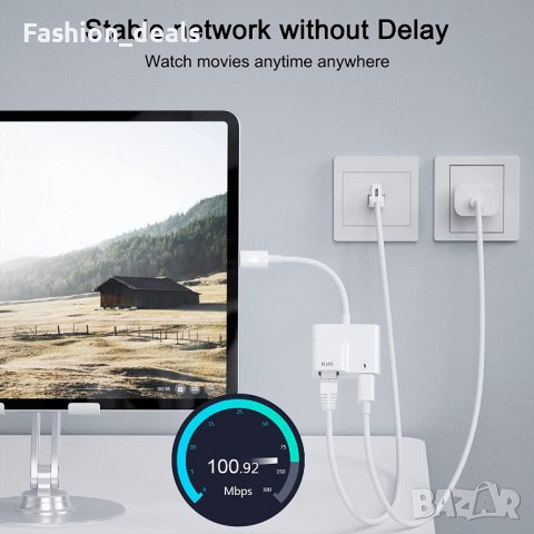 Нов USB C към Ethernet адаптер мрежов конвертор с PD 60W зареждане за MacBook Pro/Air, снимка 6 - Друга електроника - 39681589