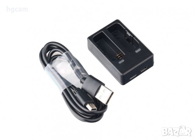 Зарядно устройство SJCAM за батерии SJ360, За 2 батерии, USB кабел, снимка 1 - Батерии, зарядни - 27855270