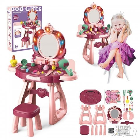 Тоалетка Make Up Desk със столче и светещо огледало , Детско огледало за гримове, снимка 2 - Други - 38200425
