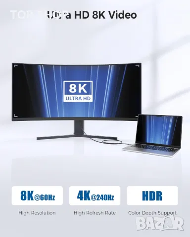 Cable Matters плетен 40Gbps Thunderbolt 4 кабел 1m черен, с 240W мощност за зареждане и 8K видео, снимка 6 - Кабели и адаптери - 49731120