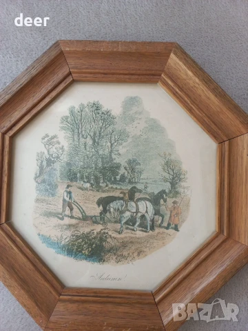 Старинна  картина  с дървена рамка