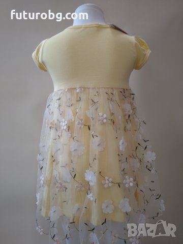 Жълта рокля с цветя за малка принцеса  , снимка 7 - Детски рокли и поли - 33017052
