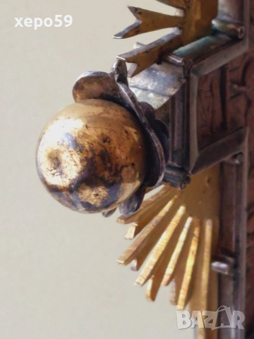 Стар настолен кръст,материал(сребро) сачан , снимка 6 - Антикварни и старинни предмети - 52589855