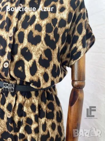 леопардова рокля тип риза, снимка 6 - Рокли - 50329345