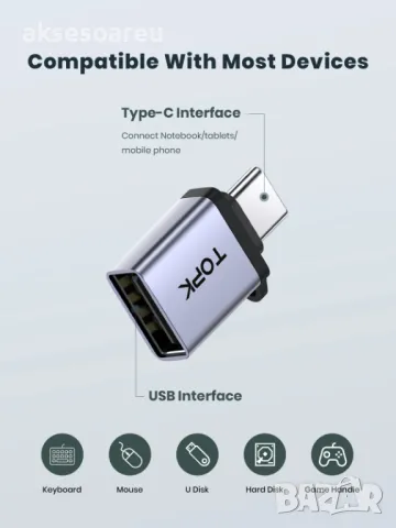 Преходник от USB 3.0 към USB Type C адаптер OTG за флашки 100 MB/s трансфер за Macbook iPad Huawei X, снимка 17 - Резервни части за телефони - 47422709