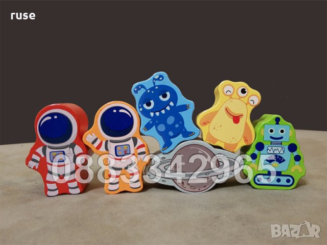 НОВИ! Дървен СОРТЕР совалка - космически кораб / ракета с 6 фигурки, снимка 6 - Образователни игри - 32150673