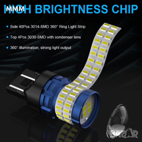 2 х LED Автокрушки Т20 W21W 7440, снимка 6 - Аксесоари и консумативи - 39621487