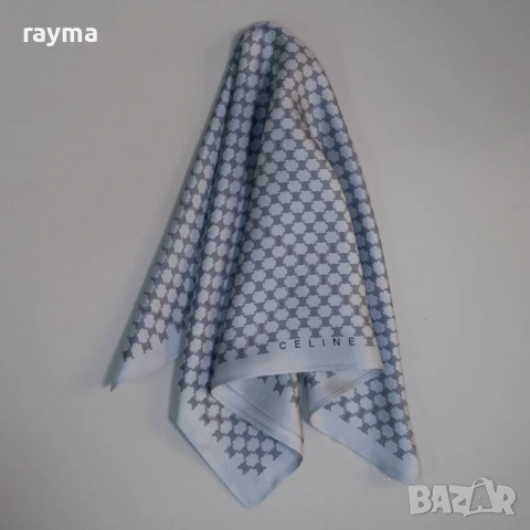 Celine шал принт лого 47х47см изработен от естествена коприна, снимка 5 - Шалове - 51139851