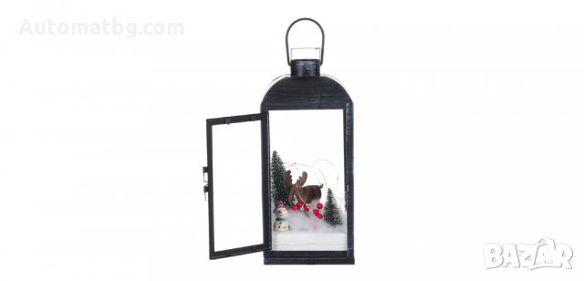 Коледен декоративен фенер, Черен матиран със снежен човек Automat, снимка 3 - Декорация за дома - 34767760