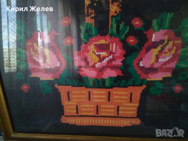 ГОЛЯМ ПРЕКРАСЕН Стар ГОБЛЕН Кошничка с ЦВЕТЯ Идеален За ДОМА ВИЛАТА РЕТРО ИНТЕРИОРНА ДЕКОРАЦИЯ 42936, снимка 15 - Гоблени - 43750215