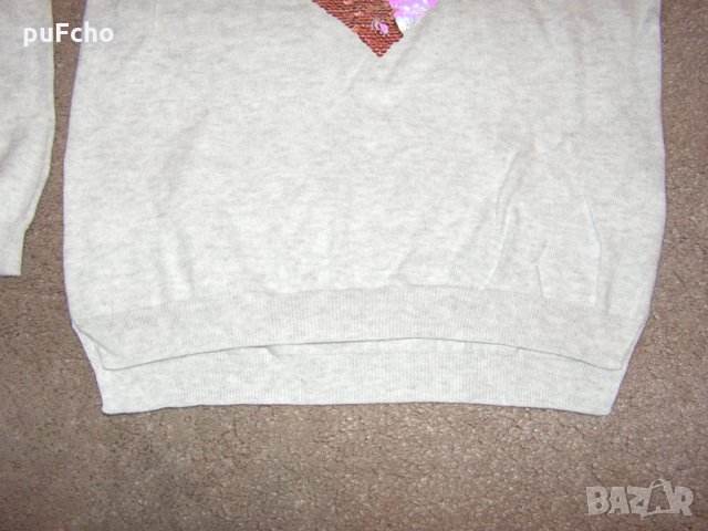 Пуловер H&M за 8-10 г. с пайети, снимка 3 - Детски пуловери и жилетки - 32345158