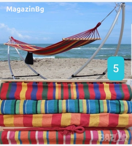 Хамак с Дървени рейки, Парашутен Памучен Мрежа Стол Hamak Хамаци Люлка, снимка 6 - Градински мебели, декорация  - 52264308