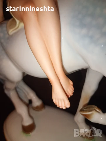 19 век Стар порцелан фигура статуетка скулптура Volkstedt Porcelain Amazon старинен порцелан , снимка 10 - Антикварни и старинни предмети - 50619537