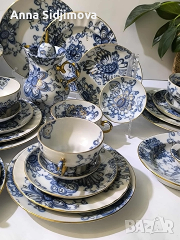 Руски порцелан ЛФЗ сервиз за чай , снимка 2 - Сервизи - 52252358