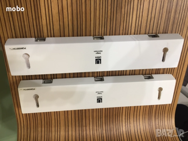 Закачалки стенни  UMBRA  2 броя с три отваряеми елемента, материал - масив + метал, цвят - бял/гланц, снимка 2 - Други - 51999498