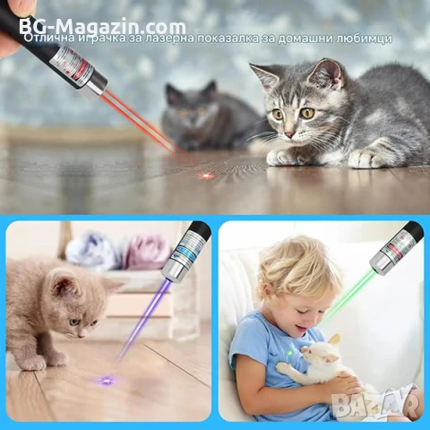Мощен зелен лазер пойнтер показалка на батерии за котки кучета презентации играчка с приставка деца, снимка 4 - Друга електроника - 51040804