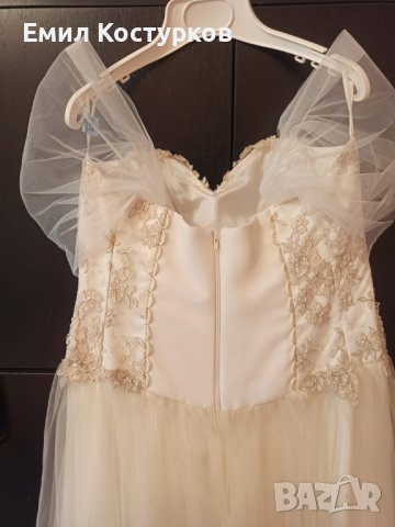 Продавам сватбена рокля - цвят екрю, снимка 6 - Рокли - 36842908