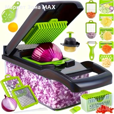 16-в-1 Прецизен Многофункционален Кухненски Чопър с Контейнер и Ножове