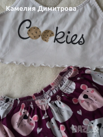 Дамски комплект за вкъщи – топ “Cookies” + къси гащички с мечета, снимка 2 - Комплекти - 53285749