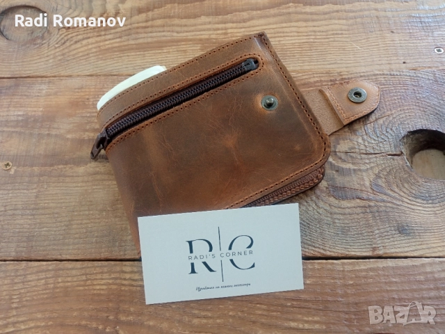 Ръчно изработен мъжки кожен портфейл , снимка 2 - Портфейли, портмонета - 52404473