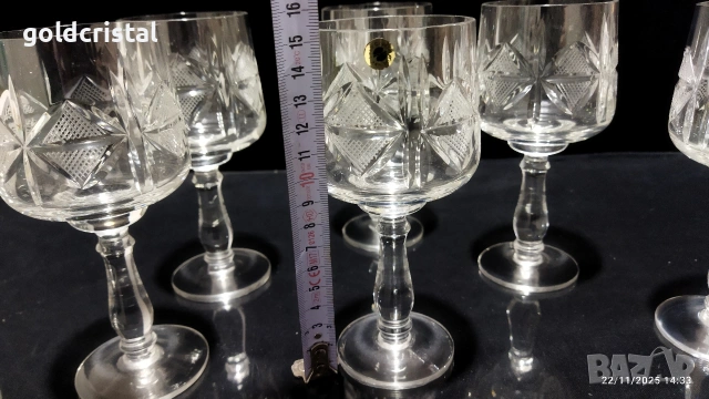 кристални чаши Моника ромб , снимка 2 - Антикварни и старинни предмети - 53243310