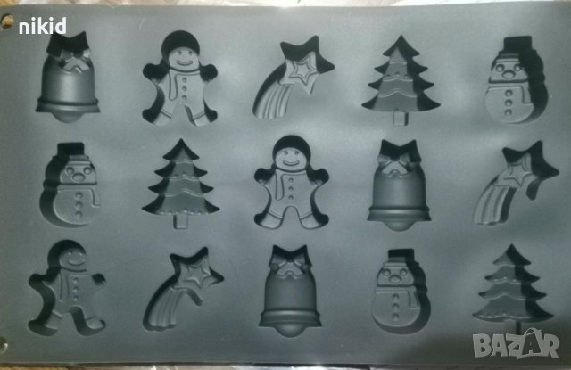 15 Коледни форми фигурки силиконов молд форма фондан шоколадови бонбони гипс сапун, снимка 2 - Форми - 38451985