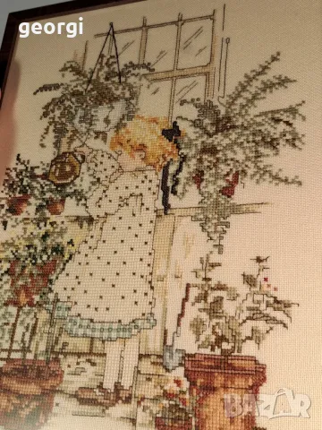 гоблен дете с цветя  7/1, снимка 5 - Гоблени - 49670414