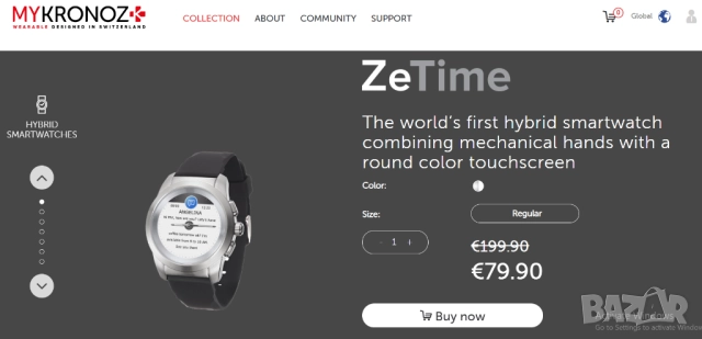 MyKronoz ZeTime - Швейцарски Хибриден Метален Смарт Часовник - 44мм, снимка 3 - Смарт часовници - 52288870