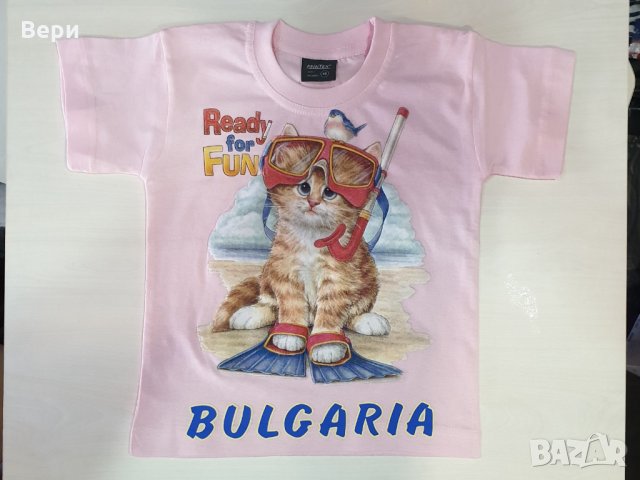 Нова розова детска тениска с трансферен печат Котенце на плаж , снимка 5 - Детски тениски и потници - 28799139