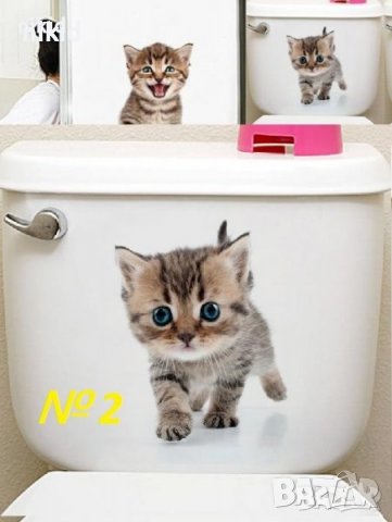 Коте стикер лепенка за стена мебел или тоалетна чиния за капака, снимка 4 - Декорация за дома - 21183213