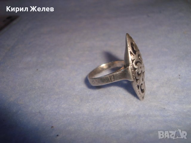 СТАРИНЕН АЖУРЕН АР НУВО СРЕБЪРЕН ФЛОРАЛЕН ПРЪСТЕН ВИСОКА ПРОБА СРЕБРО МАЙСТОРСКА РАБОТА УНИКАТ 7141, снимка 7 - Антикварни и старинни предмети - 37395445