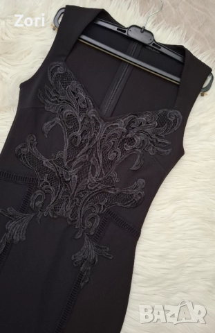 УНИКАЛНО КРАСИВА черна рокля по тялото с дантела, снимка 4 - Рокли - 52716686