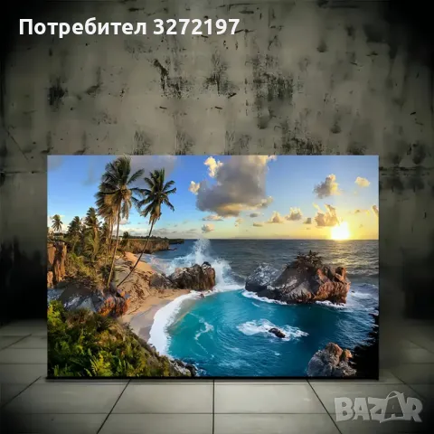 Картина на платно с дървена рамка Плажна Сцена-,30x40 см., снимка 4 - Картини - 48464014