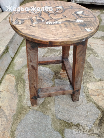 Табуретка дървена с котки 50, 30см, снимка 4 - Декорация за дома - 52874346