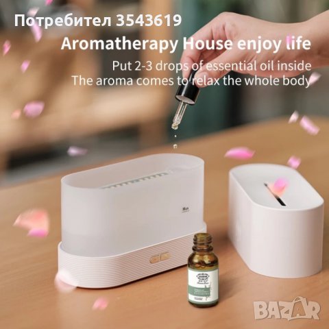 2023 Дифузер Овлажнител за Въздух 3D LED Камина овлажнител огън арома, снимка 6 - Други - 39348493