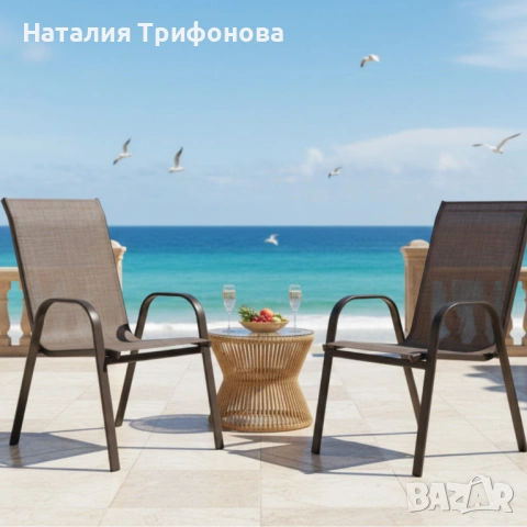 Стифиращи се градински столове от стомана и текстил – комплект 2 броя, снимка 2 - Градински мебели, декорация  - 53212168