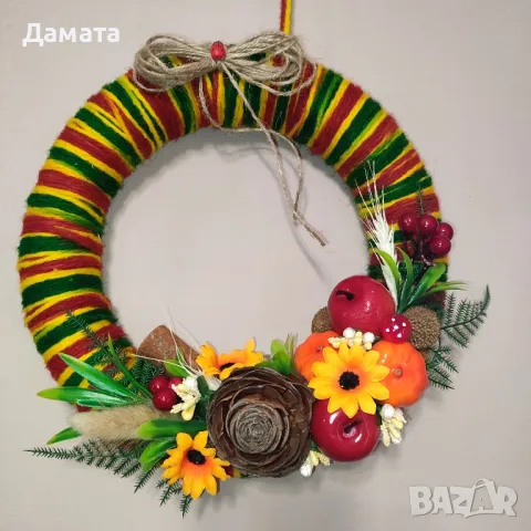 Есенно-зимни венци/декорации / магнитчета с тиква, снимка 2 - Декорация за дома - 47531792