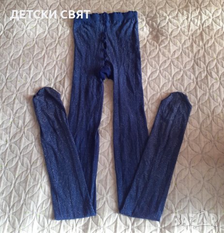 Дамски син чорапогащник  ХЛ с блясък 